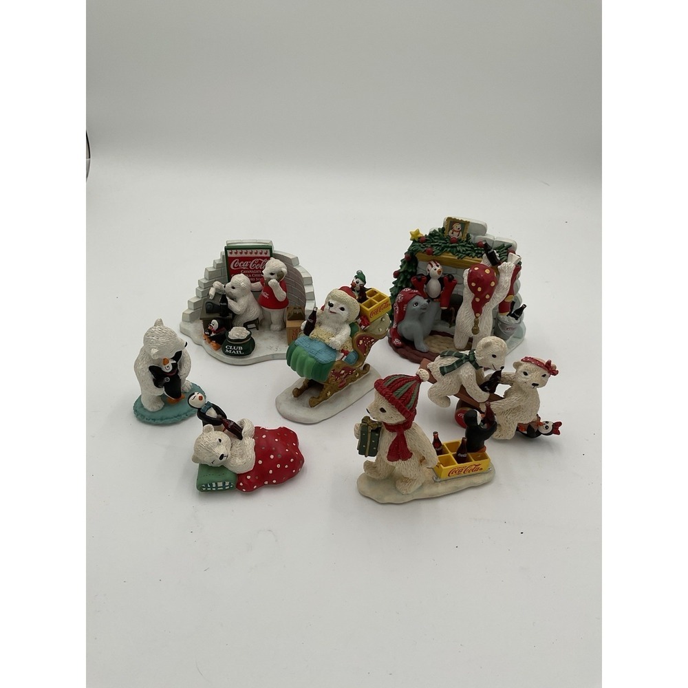Vintage Coca-Cola Polar Bear Cub Collection Lot of 7 Ltd Ed Collectors Society